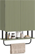 Freestanding Tall Bathroom Cabinet with Double Doors & Open Storage Shelves